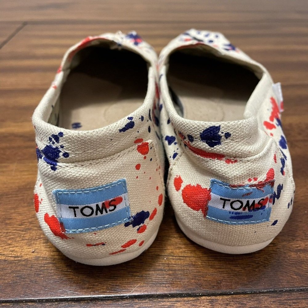 Paint Splatter Toms Canvas SlipOn Shoes Size 7.5 Wom… Gem